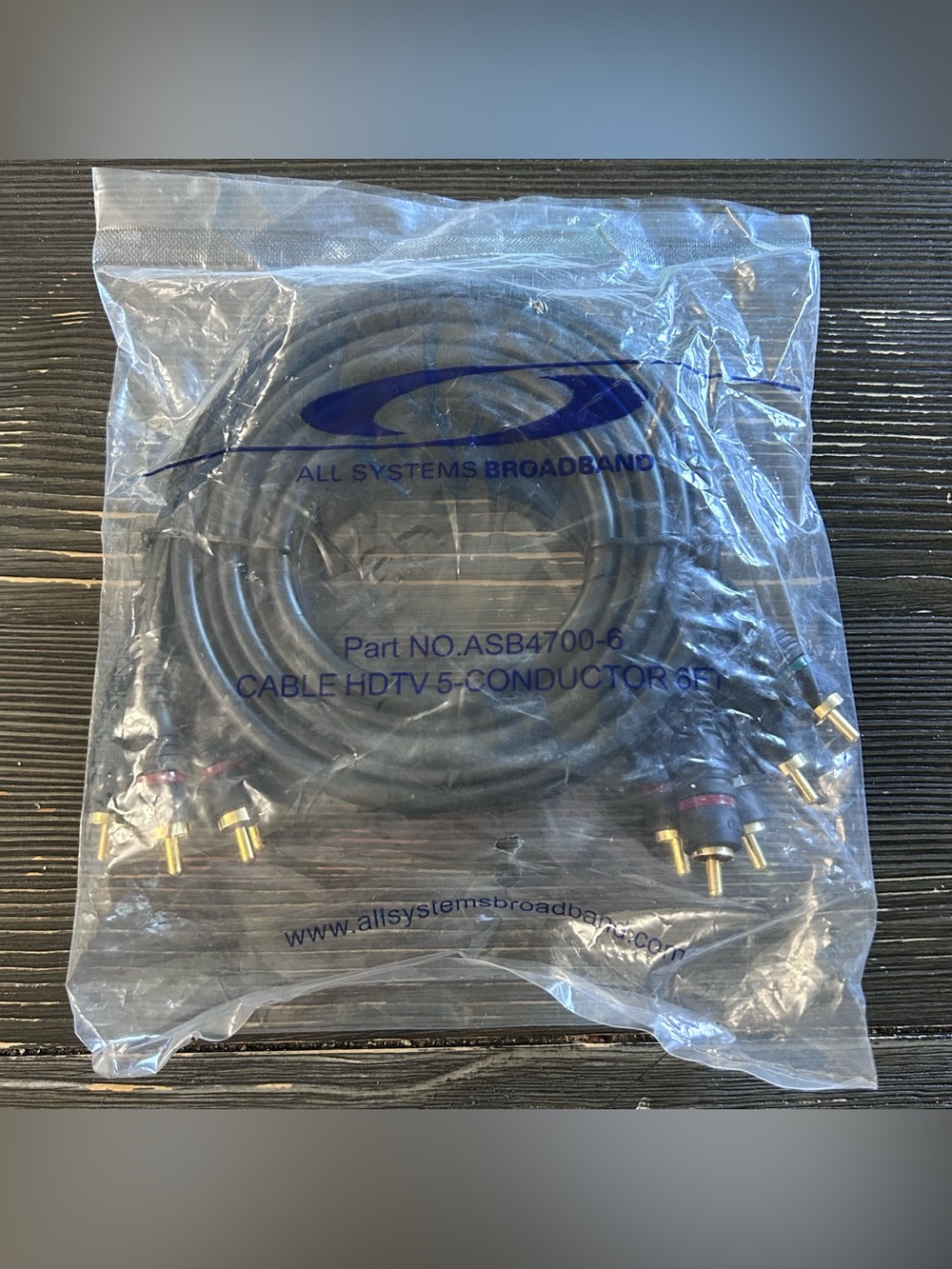 All Systems Broadband ASB4700-6 HDTV 5-Conductor RCA Male-Male Cable 6ft Black